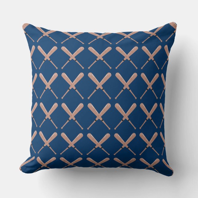 Navy Baseball Bat Throw Pillow (Front)