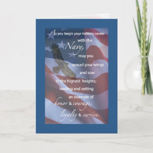 Navy Basic Training Congratulations Eagle on Flag Card