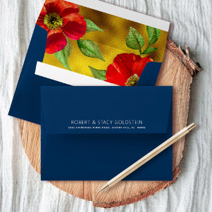 Navy Bat Mitzvah Modern Bold Floral Watercolor Envelope