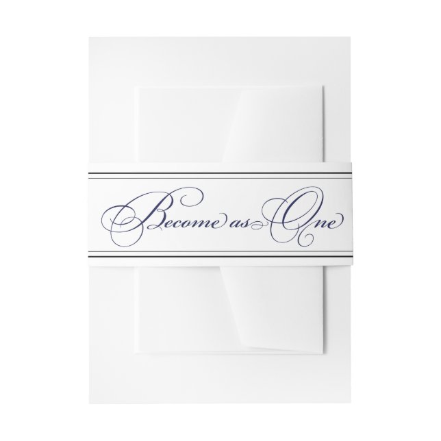 Navy Become as One Christian Wedding Belly Band Invitation Belly Band (Front Example)