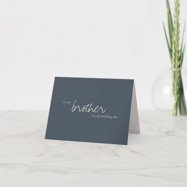 Navy Beige Brother Wedding Minimal Simple Card (Front)