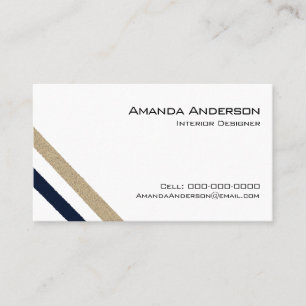 Navy / Beige Paper Stripes Business Card