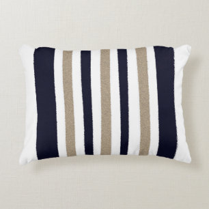 Navy / Beige / White Paper Stripes Accent Pillow