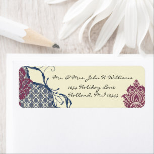 Navy & Berry Berry Elegant Damask Peacock Mariage