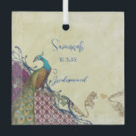Navy & Berry Berry Elegant Damask Peacock Wedding Glass Ornament<br><div class="desc">Navy and Berry Berry Elegant Damask Peacock Wedding Invitations


 








 


  





 


 


 













 


 Engagement,  Anniversary,  Wedding Your Photo Wrapped Canvas Photos</div>
