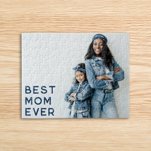 Navy Best Mom Ever Photo Jigsaw Puzzle
