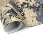 Navy Black Floral Faux Gold Grungy Marble Strokes