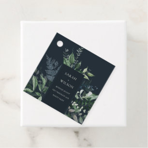 Navy Black Green Leafy Tropical Foliage Wedding  F Favour Tags