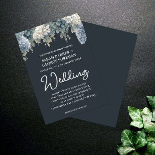 Navy Black Green Wedding Invitations