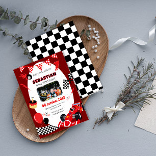 Navy & Black Race Birthday Invitation-Custom Photo Invitation