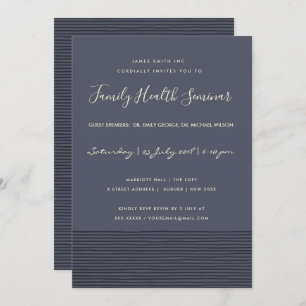 NAVY BLACK SKETCH STRIPE LINE TALK SEMINAR EVENT INVITATION