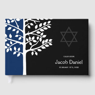 Navy Black Tree of Life Bar Mitzvah Guest Book