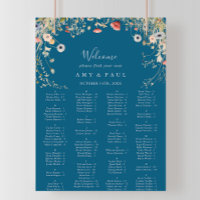 Navy Bliss Wildflower Alphabetical Seating Chart