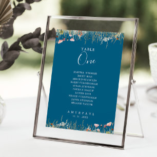 Navy Bliss Wildflower Table Number 1 Seating Chart