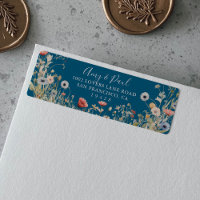 Navy Blisser Boho Fleur sauvage Adresse de retour