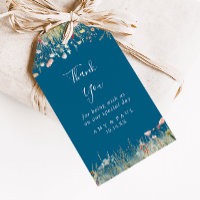 Navy Blissful Boho Wildflower Wedding Thank You