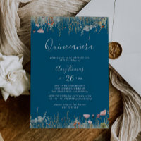 Navy Blissful Colourful Boho Wildflower Quinceañer