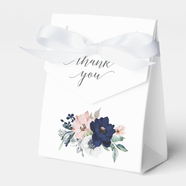 Navy Blooms Favour Box (Front Side)