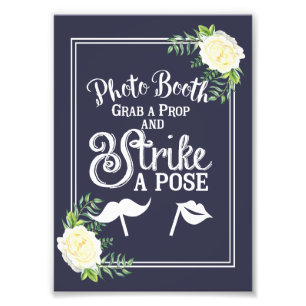 Navy blu Ivory Chic Rose mariage party Photo Booth