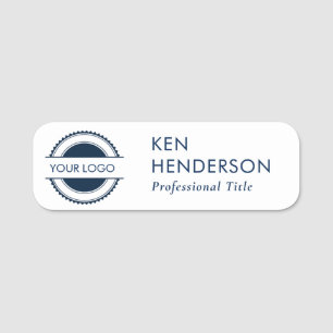 Navy-BluBlack and White Logo Name Tag