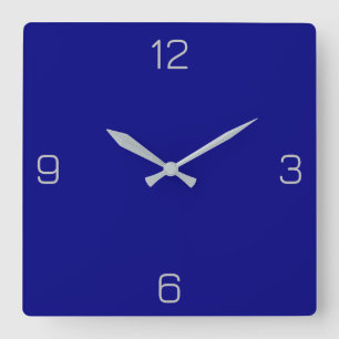 Navy Blue 000080 Colour - Add a Name Option Square Wall Clock