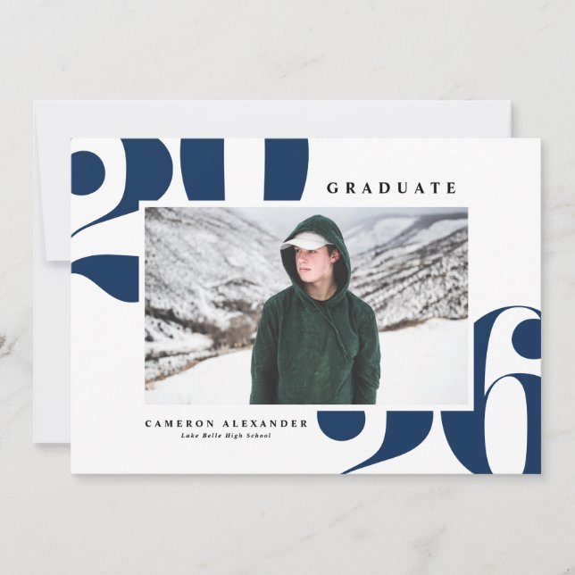 Navy Blue 2026 Bold Typography Photo Graduation Announcement (Front)