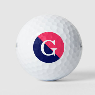 Navy Blue 2 Tone Diag Initial Monogram Golf Balls