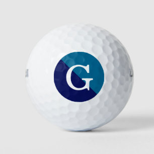 Navy Blue 2 Tone Diag Initial Monogram Golf Balls