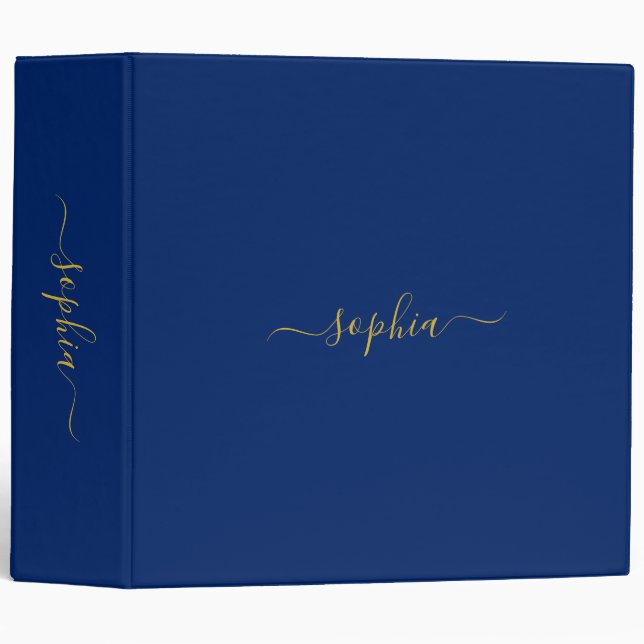 Navy Blue 3 ring binder with Customizable Name (Front/Spine)