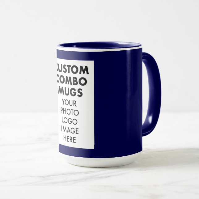 Navy Blue 4:6 Frame Photo, Logo Large Custom Combo Mug (Front Right)
