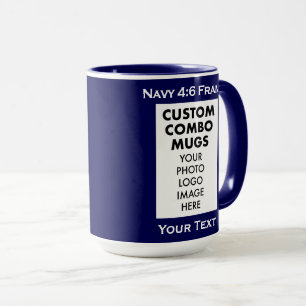 Navy Blue 4:6 Portrait Frame 2 Photo Custom Combo Mug