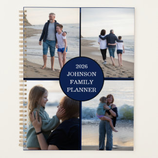 Navy Blue 4 Photo Personalized Family Planner  