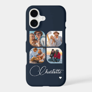 Navy Blue 4 Photo Personalized Name