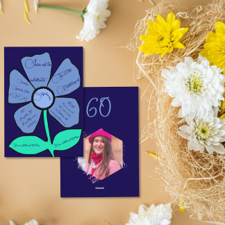 Navy Blue 60th Birthday Simple Doodle Flower Invitation