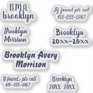 Navy Blue 7 Custom Texts Name Script Decal School