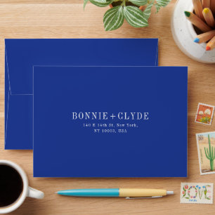 Navy Blue A7 Wedding RSVP Envelope with Address