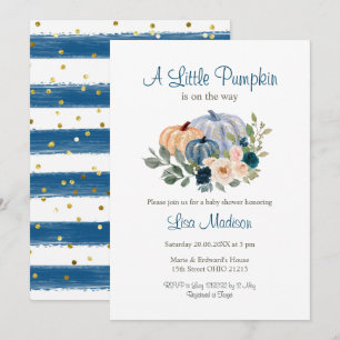 Navy blue A Little Pumpkin Is On The Way Invitati Invitation