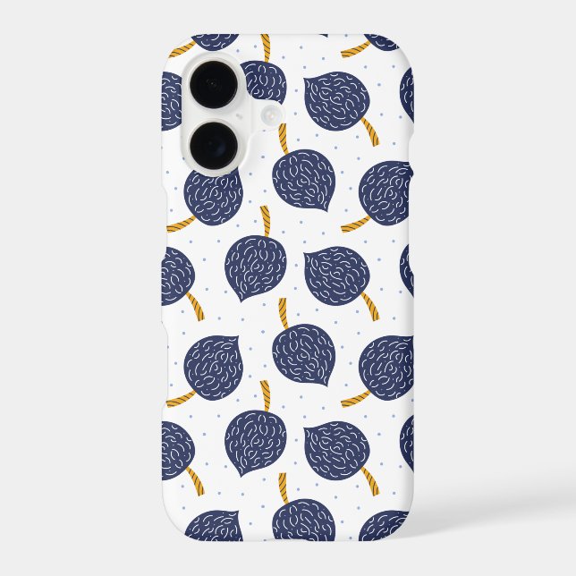Navy Blue Abstract Flying Bomb Fruit Pattern (Back)