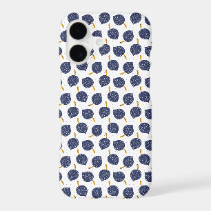 Navy Blue Abstract Flying Bomb Fruit Pattern