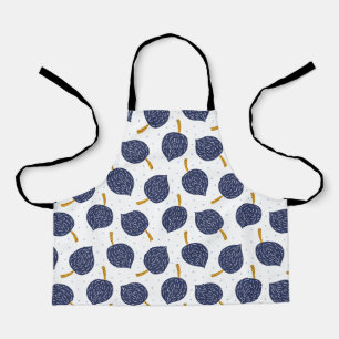Navy Blue Abstract Flying Bomb Fruit Pattern Apron
