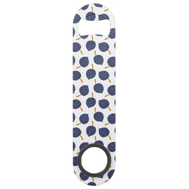 Navy Blue Abstract Flying Bomb Fruit Pattern Bar Key (Front)