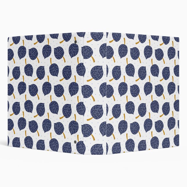 Navy Blue Abstract Flying Bomb Fruit Pattern Binder (Background)