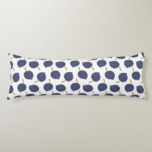 Navy Blue Abstract Flying Bomb Fruit Pattern Body Pillow (Front)