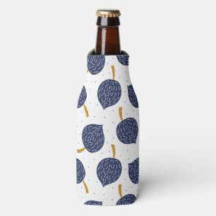 Navy Blue Abstract Flying Bomb Fruit Pattern Bottle Cooler