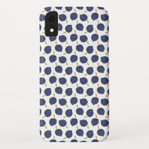 Navy Blue Abstract Flying Bomb Fruit Pattern iPhone XR Case