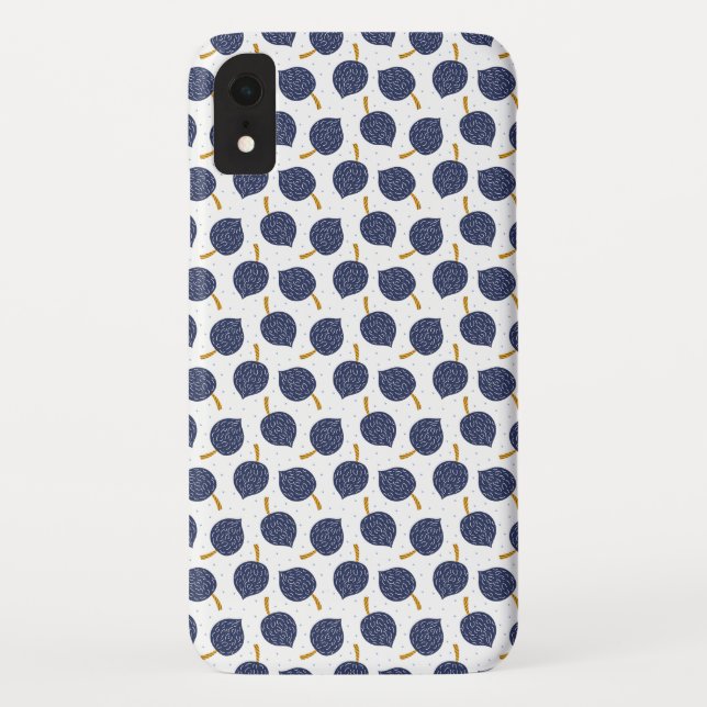 Navy Blue Abstract Flying Bomb Fruit Pattern Case-Mate iPhone Case (Back)