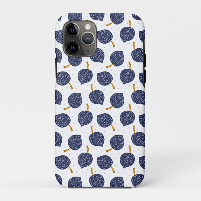 Navy Blue Abstract Flying Bomb Fruit Pattern Case-Mate iPhone Case (Back)