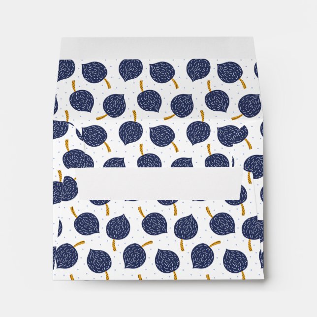 Navy Blue Abstract Flying Bomb Fruit Pattern Envelope (Back (Bottom))