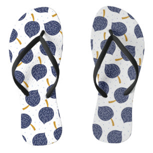 Navy Blue Abstract Flying Bomb Fruit Pattern Flip Flops