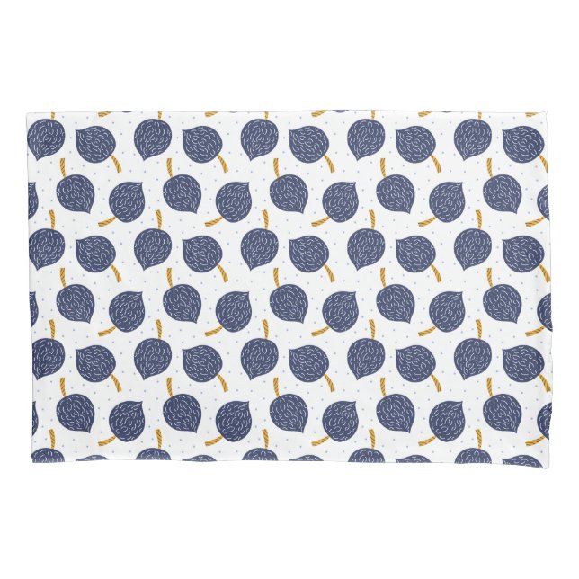 Navy Blue Abstract Flying Bomb Fruit Pattern Pillowcase (Front)